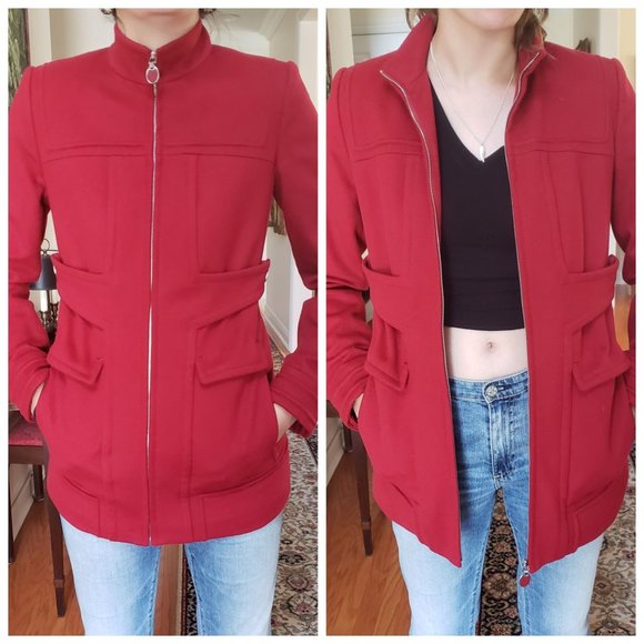 Elie Tahari Jackets & Blazers - Beautiful Elie Tahari Wool & Cashmere Cranberry Red Car Coat Size XS